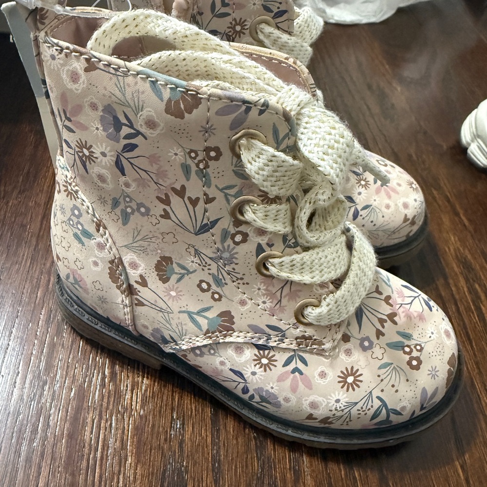 Cat & Jack Floral Kids Boots - Pink and Blue